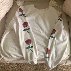 White And Red Long Sleeve Sweatshirt
